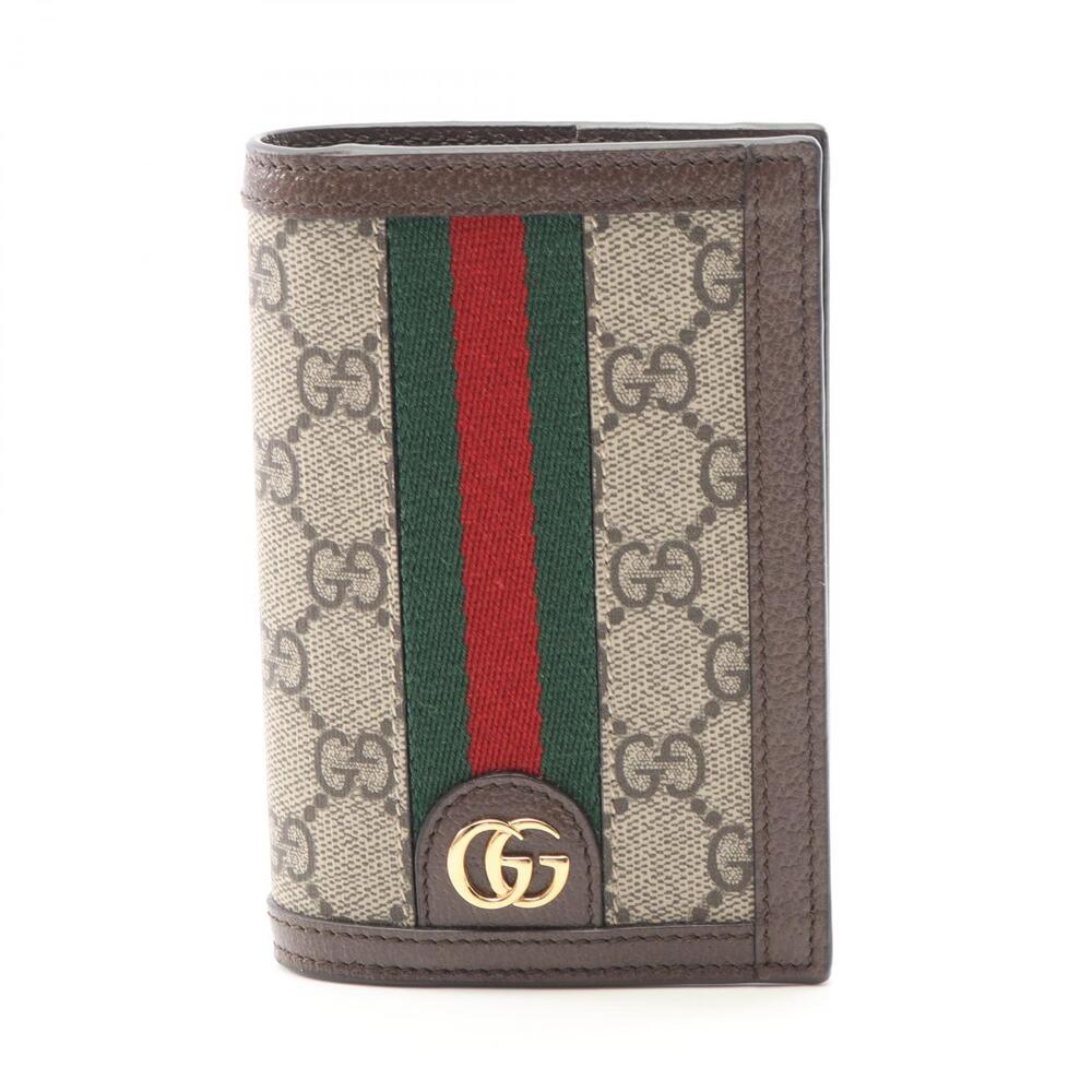 Gucci Ophidia GG Supreme Card Case Wallet Accessory Leather Canvas Beige Brown